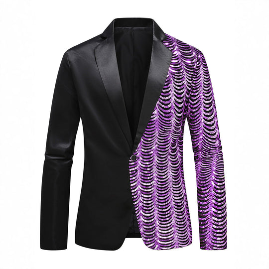 Herren Glamour-Smoking-Sakko mit halbseitigem Paillettenbesatz und Satinrevers Nord Taschen