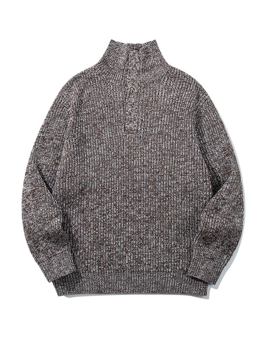 Unisex Grobgestrickter Rollkragenpullover mit halber Knopfleiste Nord Taschen