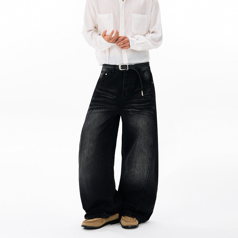 Herren Ultraweite Denim-Palazzohose im ballonförmigen Baggy-Cut mit tiefem Schritt Nord Taschen