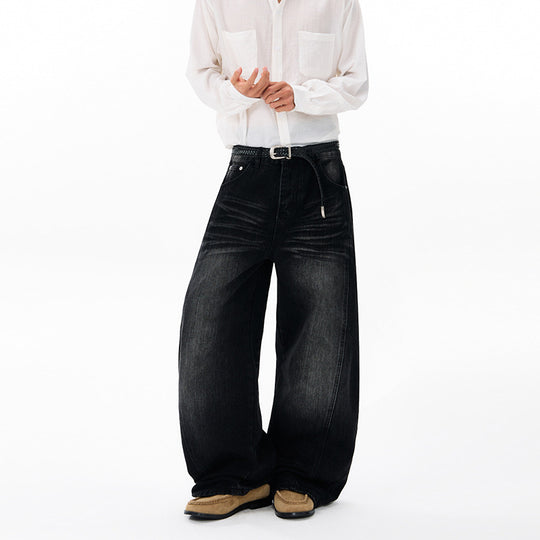 Herren Ultraweite Denim-Palazzohose im ballonförmigen Baggy-Cut mit tiefem Schritt Nord Taschen