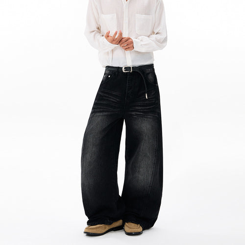 Herren Ultraweite Denim-Palazzohose im ballonförmigen Baggy-Cut mit tiefem Schritt Nord Taschen