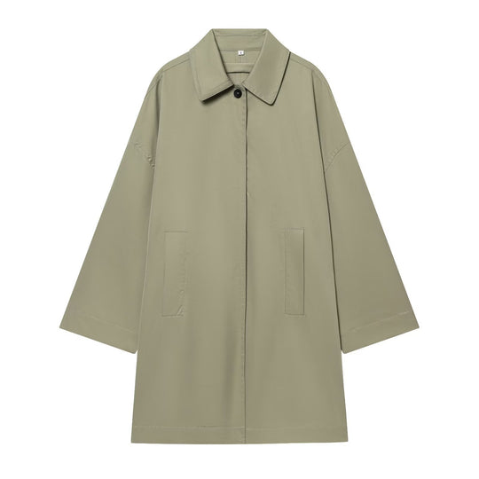 Damen Weitgeschnittener Cape‑Mantel mit verdeckter Knopfleiste und aufgesetzten Taschen Nord Taschen