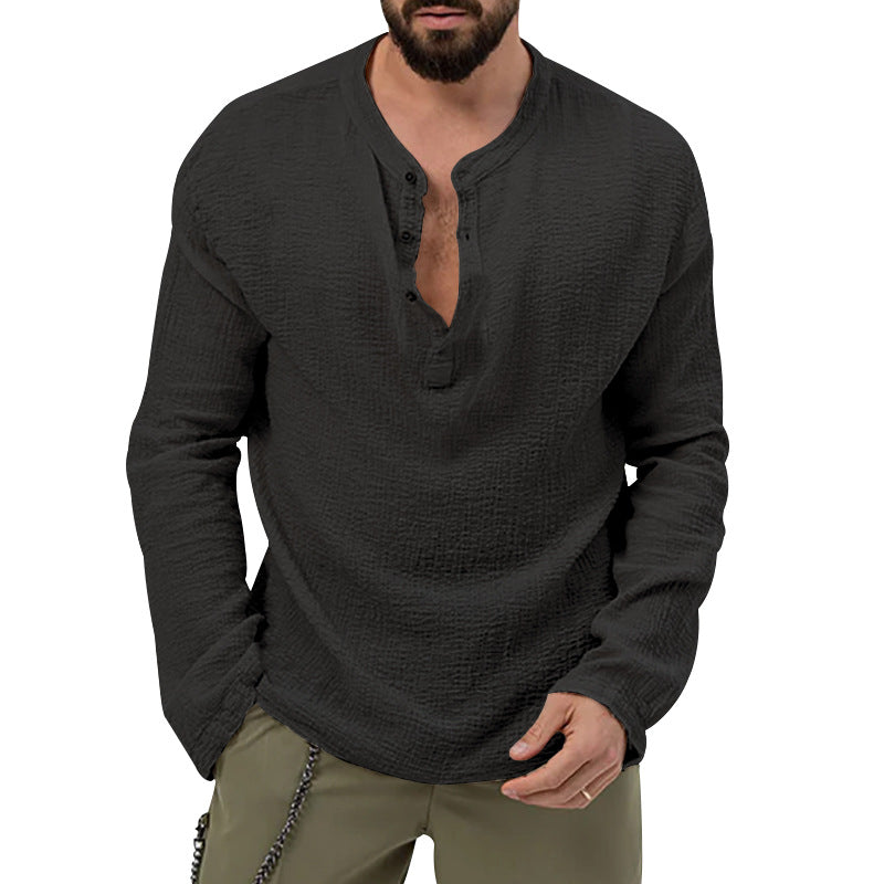 Herren Langarmshirt mit Knopfleiste Nord Taschen