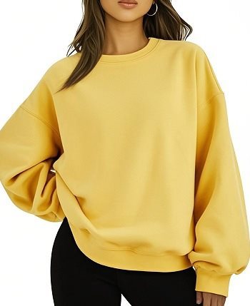 Damen Oversized Sweatshirt mit Rundhalsausschnitt, extraweichem French‑Terry und überschnittener Schulter Nord Taschen