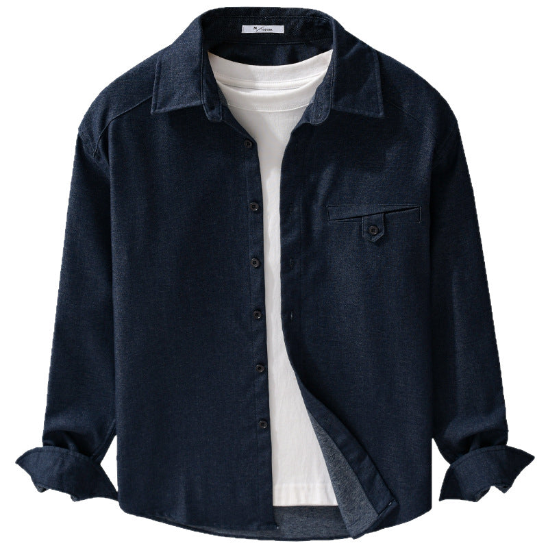 Herren Weiches Denim-Overshirt mit Pattentasche und lockerem Schnitt Nord Taschen