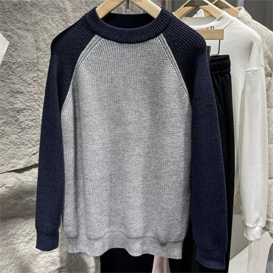 Herren Raglan-Kontraststrickpullover mit feiner Rippstruktur und gerippten Bündchen Nord Taschen