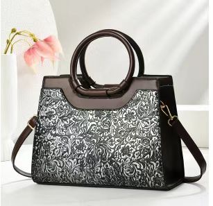 Damen elegante Strukturierte Handtasche mit floralen Mustern Nord Taschen