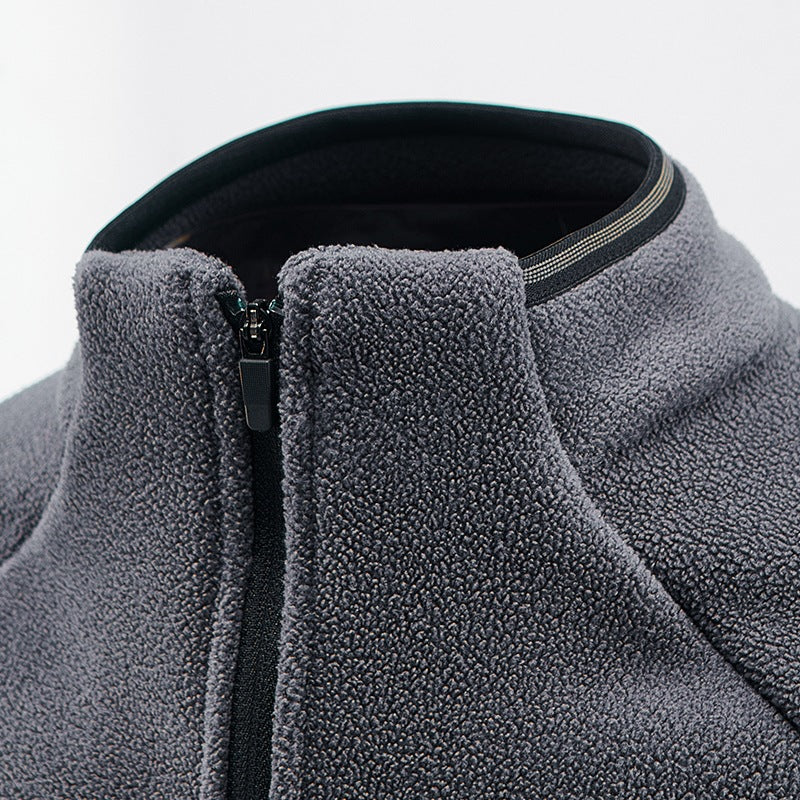 Herren Fleece-Halbzip-Pullover mit stehendem Kragen und atmungsaktivem Thermofleece Nord Taschen