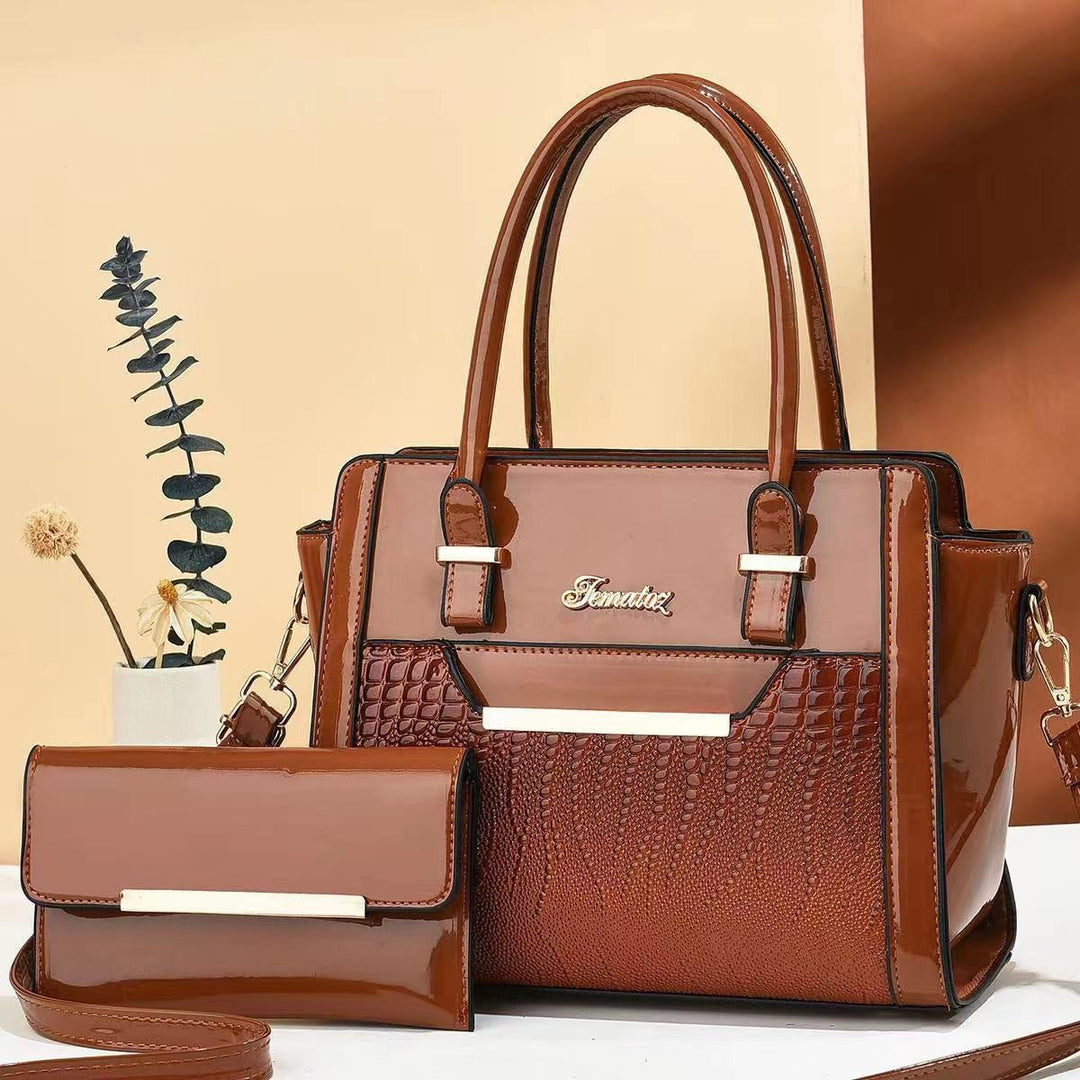 Damen modische Handtasche mit strukturiertem Gewebe und abnehmbarer Clutch Nord Taschen