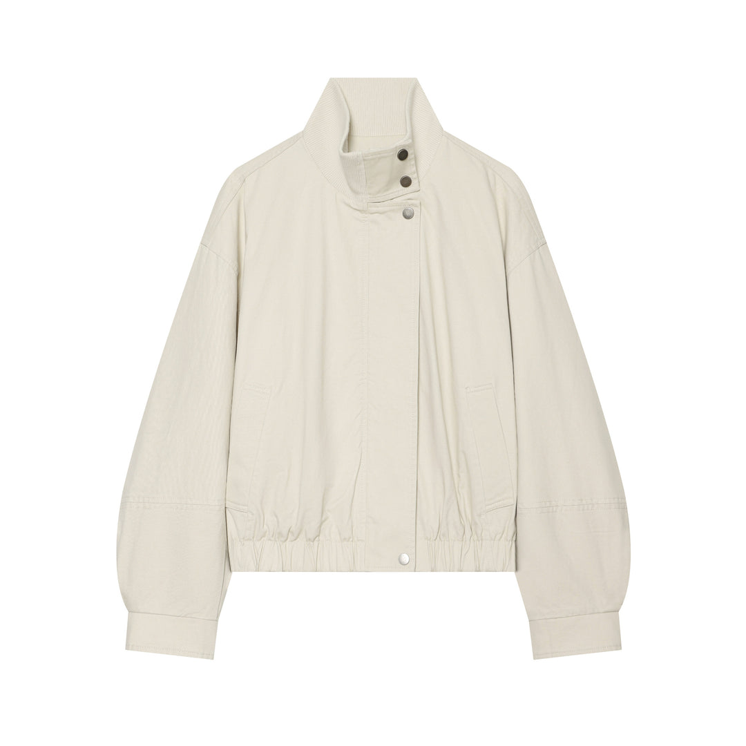 Damen Kurzblousonjacke im Oversize‑Look mit hohem Rippkragen, Tunnelzugtaillierung und Ballonärmeln Nord Taschen