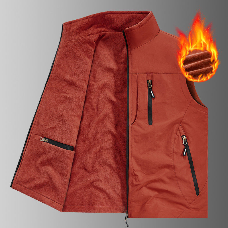 Herren Thermo-Fleece Outdoorweste mit wärmender Teddyfutter-Innenseite, winddichter Außenlage & Multifunktions-Reißverschlusstaschen Nord Taschen