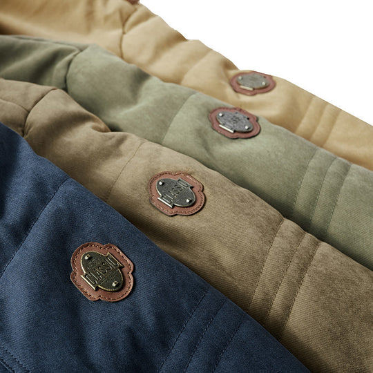 Herren wattierter Parka im Canvas-Look mit Teddyfleece-Innenfutter und Kapuze Nord Taschen