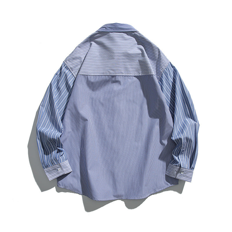 Unisex Oversize-Überhemd mit kontrastierenden Streifenpaneelen und Brustklappentasche Nord Taschen