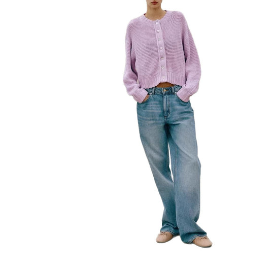 Damen Modischer Strickpullover mit Knopfleiste Nord Taschen