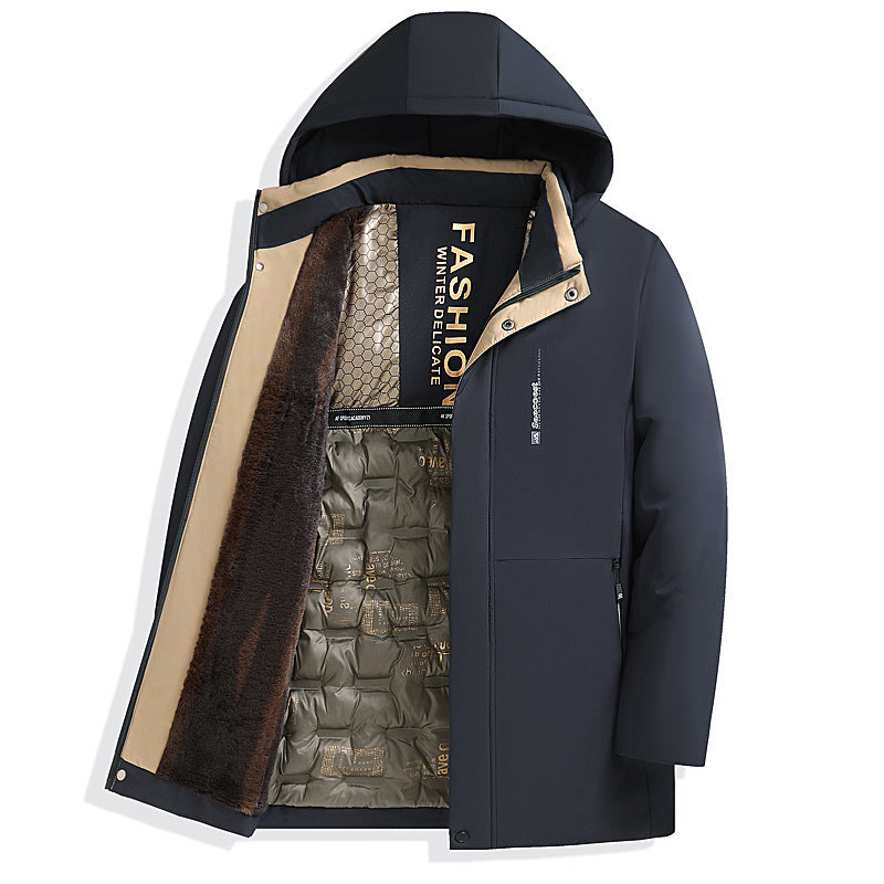 Herren Hochwertige Winterjacke mit Kunstfellfutter Nord Taschen