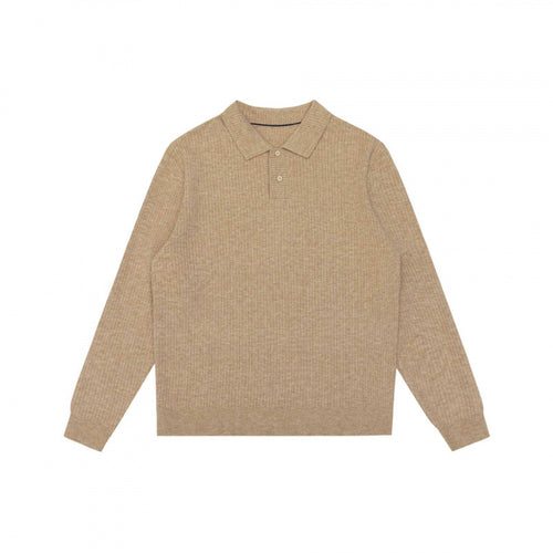 Herren Feinstrick-Poloshirt mit Rippenstruktur, Langarm und klassischem Hemdkragen Nord Taschen