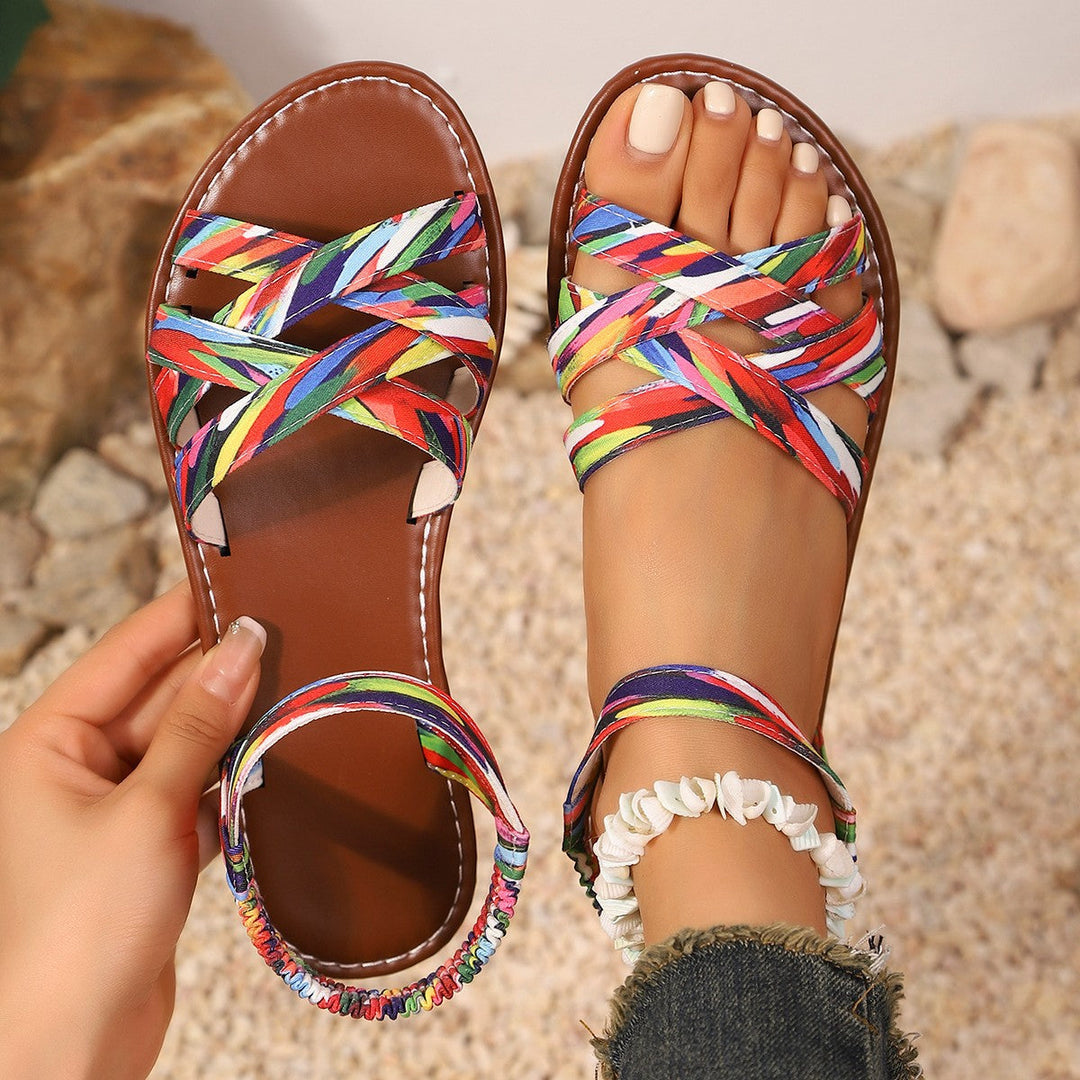 Damen Riemensandalen mit geflochtenem Design und verstellbarem Riemen