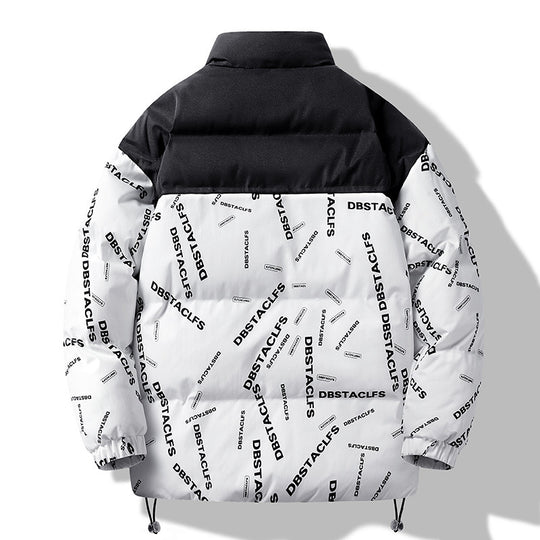 Herren Gepolsterte Steppjacke mit grafischem Schrift-Print, Stehkragen und verstellbarem Saum Nord Taschen