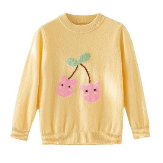 Damen Feinstrick-Pullover mit verspieltem Kirschen-Motiv und Rundhalsausschnitt Nord Taschen