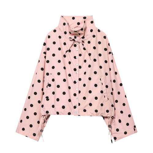 Damen 70+ gepunktete Cropped-Übergangsjacke mit Stehkragen und Kordelzug Nord Taschen