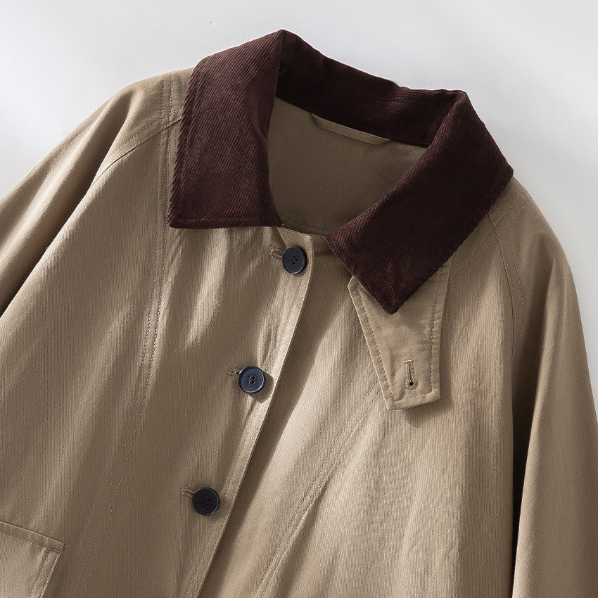 Damen Kurzjacke mit Cordkragen und aufgesetzten Taschen Nord Taschen