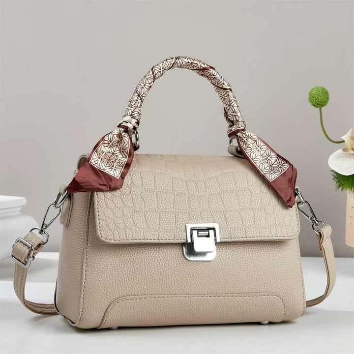 Damen elegante Handtasche mit abnehmbarem Tragegurt und dekorativem Schal Nord Taschen