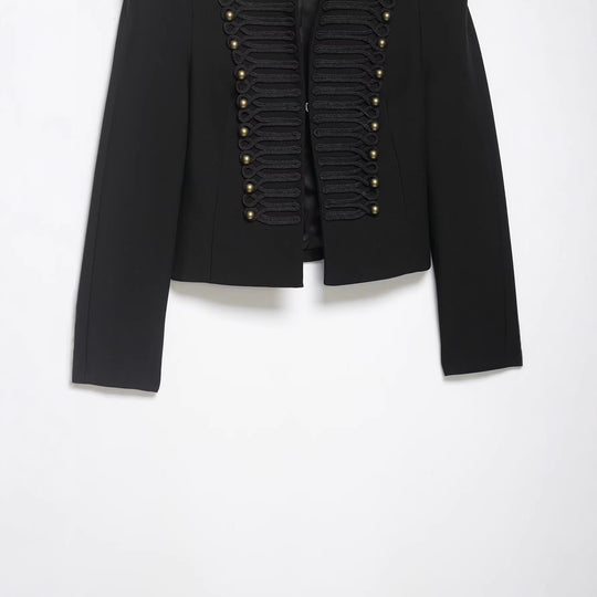 Damen Militärisch inspirierte Kurzjacke mit Stehkragen und Zierkordeln Nord Taschen