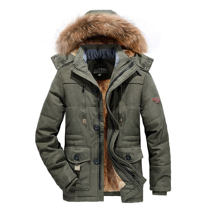 Herren wattierter Parka mit Kunstfellkapuze und Teddyfutter Nord Taschen