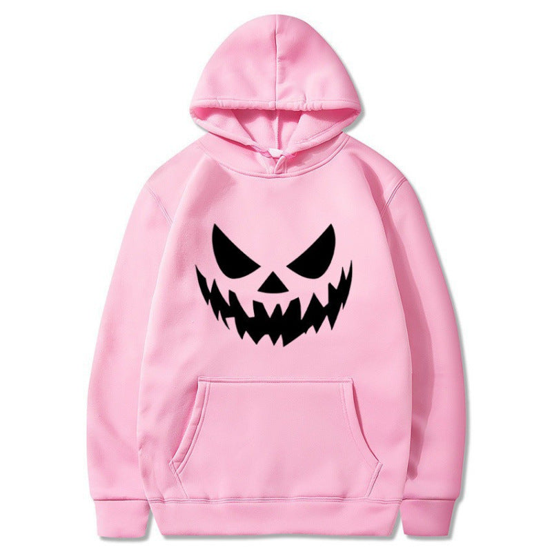 Unisex Kapuzenpullover mit gruseligem Kürbisgesicht-Print und Oversize Kängurutasche Nord Taschen