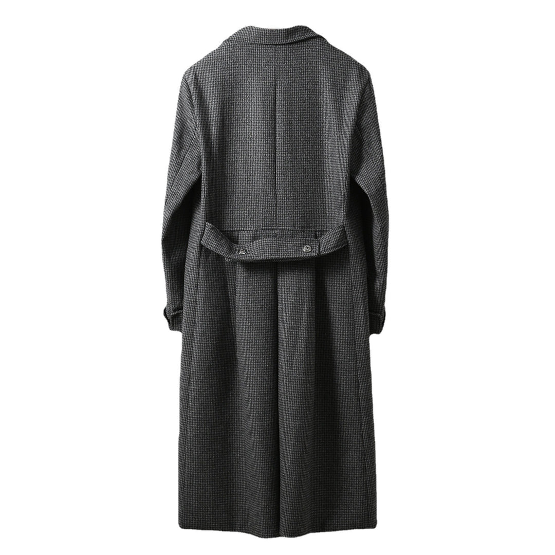 Herren Eleganter lang geschnittener Wollmantel mit Doppelreihe und Pattentaschen Nord Taschen