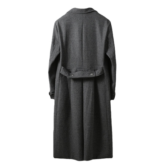 Herren Eleganter lang geschnittener Wollmantel mit Doppelreihe und Pattentaschen Nord Taschen