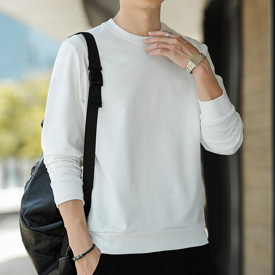 Herren Minimalistisches Baumwoll-Sweatshirt mit Rundhals und gerippten Bündchen Nord Taschen