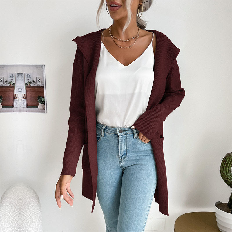 Damen Lässiger Strickmantel Nord Taschen