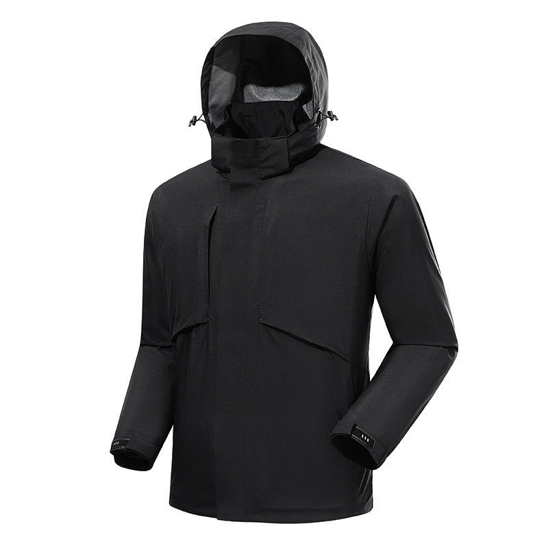 Herren urbaner wasserdichter Tech-Parka mit hochschließendem Kragen und minimalistischen Taschen Nord Taschen