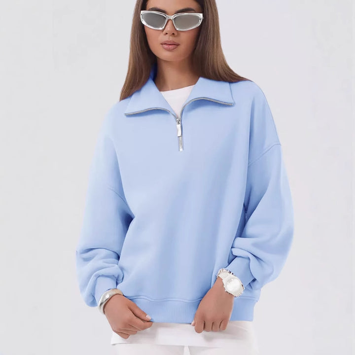 Unisex nan oversized Sweatshirt mit halbem Reißverschluss und Stehkragen aus weichem Baumwollmix Nord Taschen