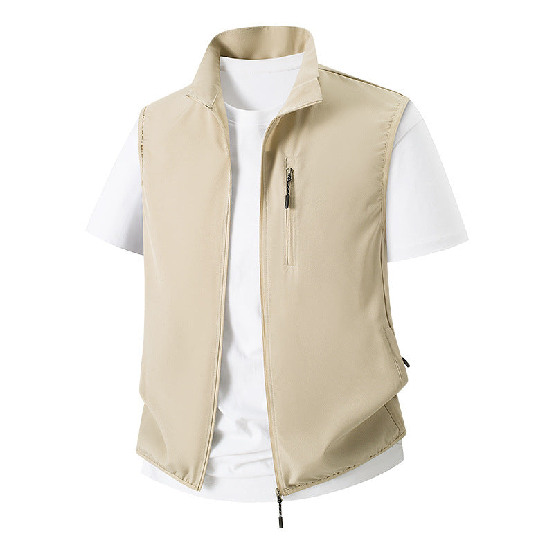 Herren Leichte Softshell-Utility-Weste mit Stehkragen, wasserabweisender Außenlage und Reißverschlusstaschen Nord Taschen