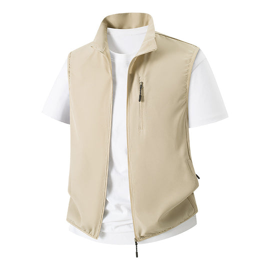 Herren Leichte Softshell-Utility-Weste mit Stehkragen, wasserabweisender Außenlage und Reißverschlusstaschen Nord Taschen