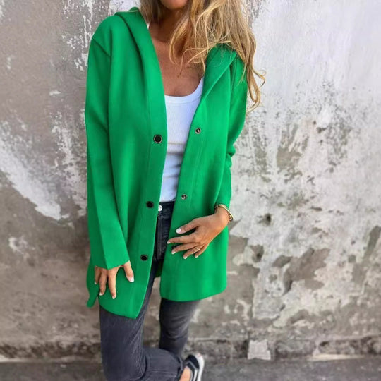 Damen Midilanger Oversize-Mantel aus Wollmix mit klarer Knopfleiste und minimalistischem Revers Nord Taschen