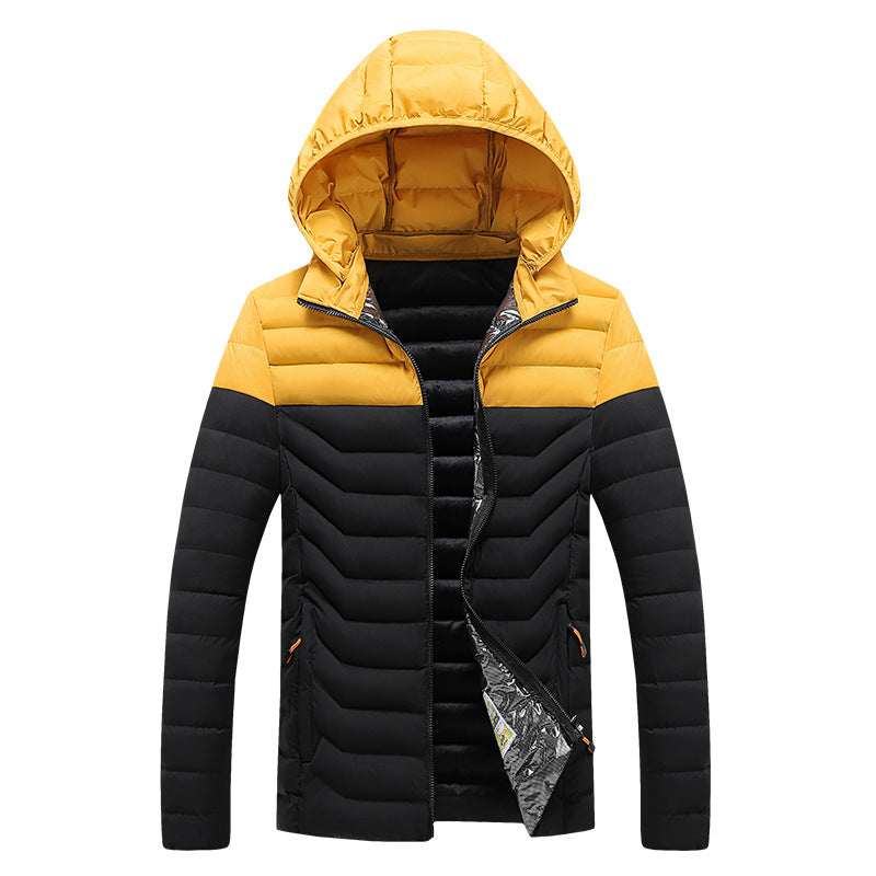 Herren Ultraleichte gesteppte Kapuzenjacke mit Chevron-Steppung, winddichter Außenlage und Thermofutter Nord Taschen