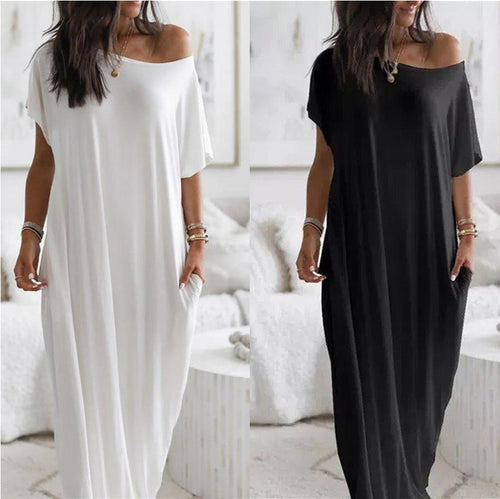 Damen lässiges Maxi-Überkleid mit weitem Schnitt und praktischen Taschen