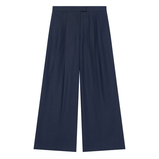 Damen weite High‑Waist Culottehose mit Bundfalten und verdecktem Verschluss Nord Taschen