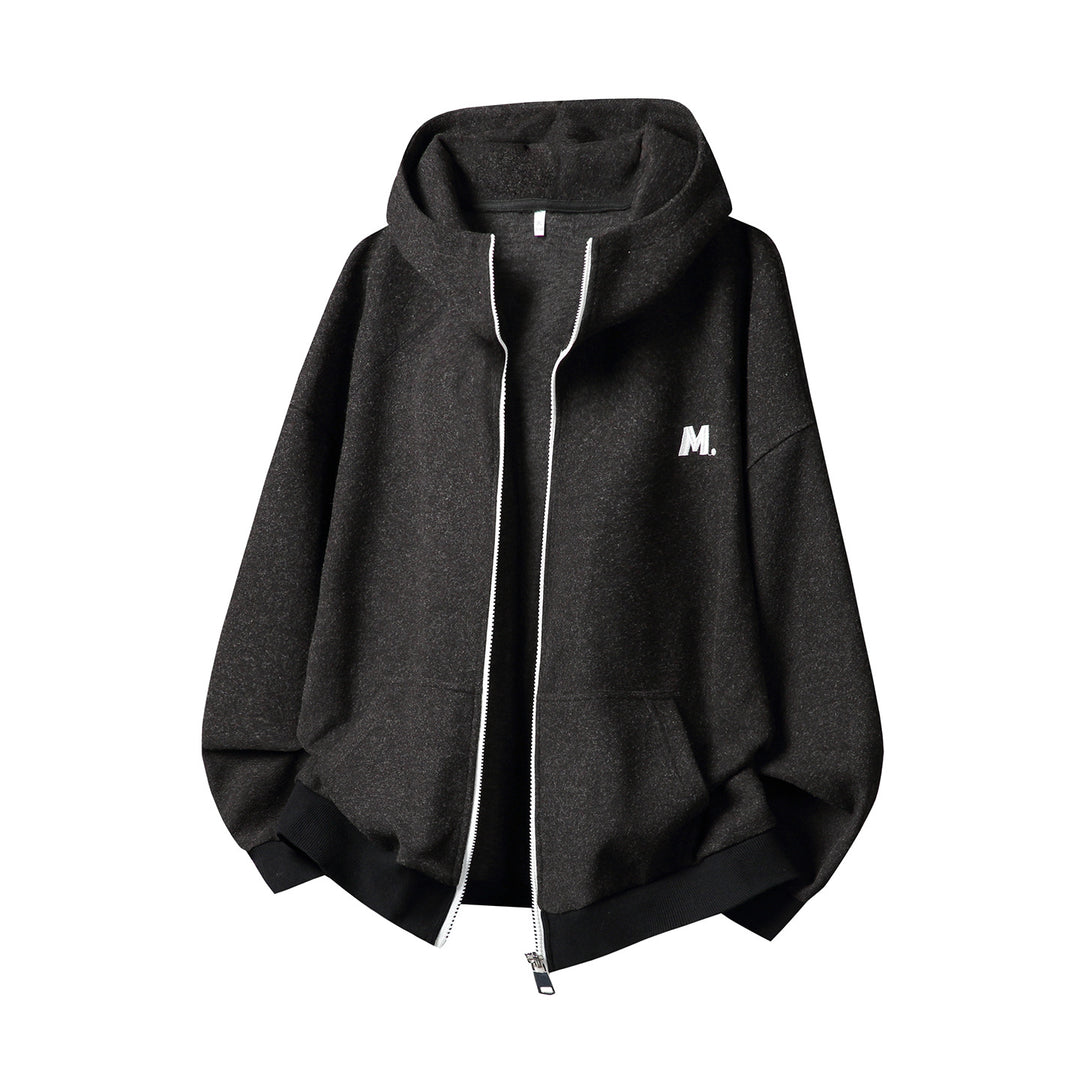 Unisex Oversize Kapuzenjacke mit durchgehendem Reißverschluss und minimaler Bruststickerei Nord Taschen