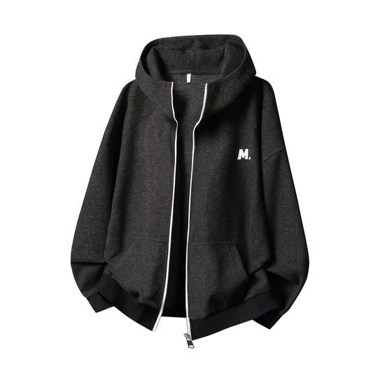 Unisex Oversize Kapuzenjacke mit durchgehendem Reißverschluss und minimaler Bruststickerei Nord Taschen