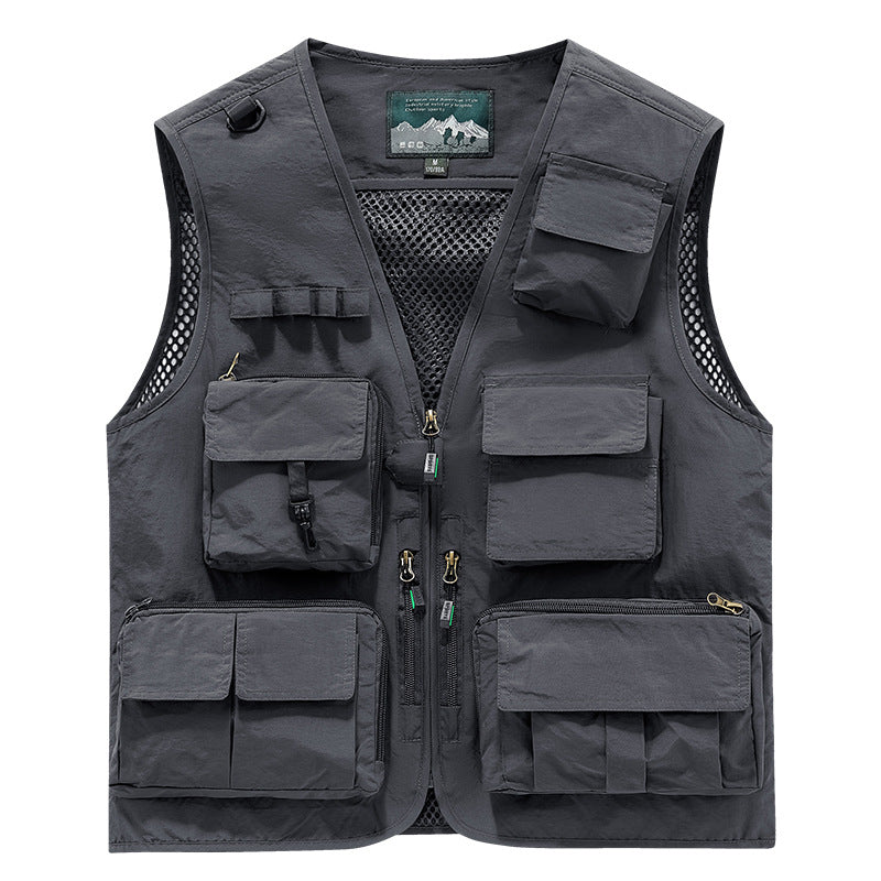 Herren Outdoor-Utility-Anglerweste mit atmungsaktivem Meshrücken und multifunktionalen Taschen Nord Taschen