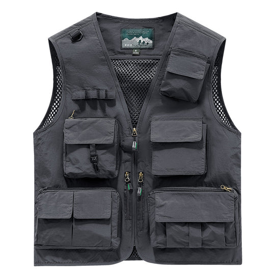 Herren Outdoor-Utility-Anglerweste mit atmungsaktivem Meshrücken und multifunktionalen Taschen Nord Taschen