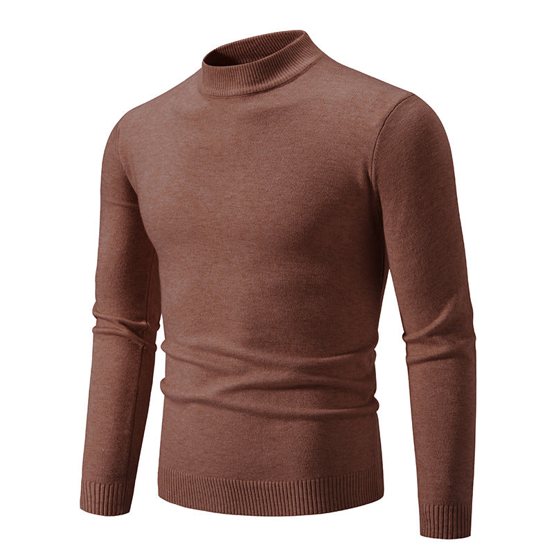 Herren Schmal geschnittener Feinstrick‑Mockneck‑Pullover mit geripptem Kragen und Saum Nord Taschen
