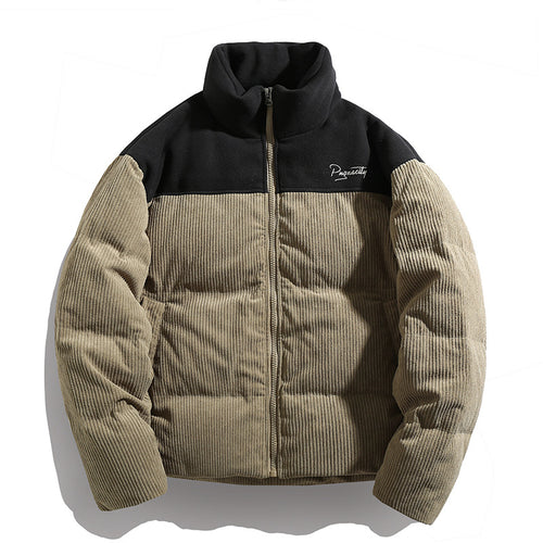 Unisex Wattierte Cord‑Steppjacke mit hohem Stehkragen und Kontrastoberteil Nord Taschen
