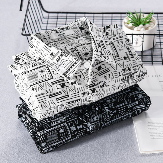 Herren Langarmhemd im Overshirt-Stil mit geometrischem Ethno‑Print Nord Taschen