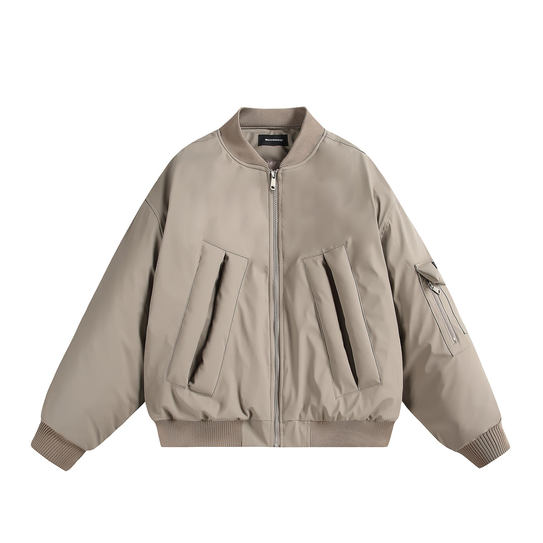 Unisex Kurz geschnittene Oversize-Pufferjacke mit Utility-Ärmeltasche und Rippenbündchen Nord Taschen