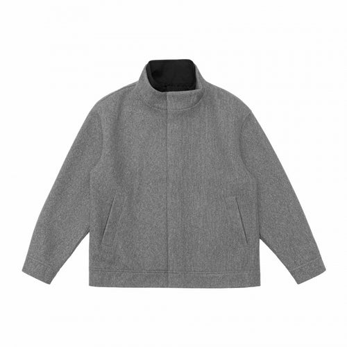 Herren Kurz geschnittene Wollmix‑Blousonjacke mit Stehkragen, verdeckter Knopfleiste und schlichter Silhouette Nord Taschen